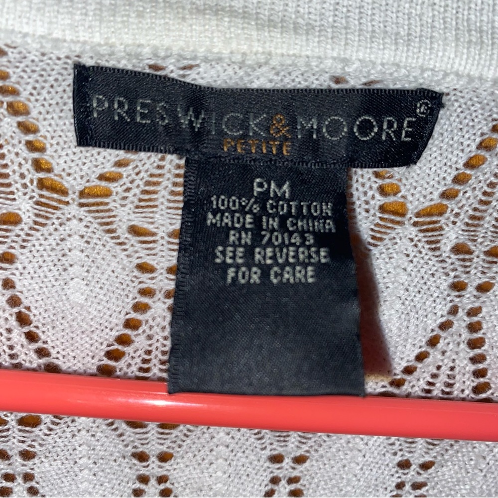 PRESWICK & MOORE Shear Button up sweater PURE WHITE. SZ PM   NEW - Picture 3 of 5